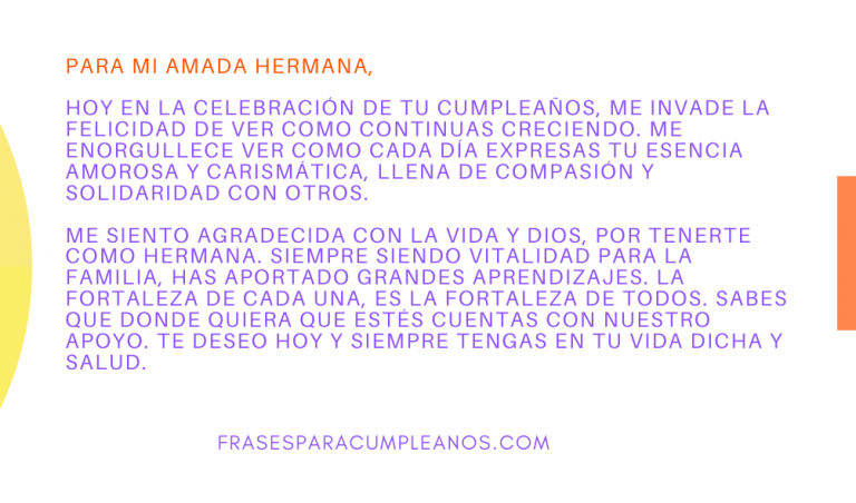 Carta de Feliz Cumpleaños a hermana - frasescumple