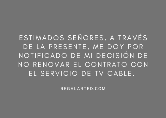 Carta de renuncia a un servicio de televisión por cable
